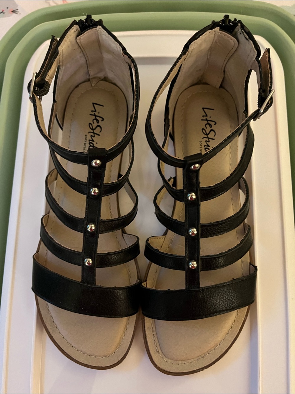 Life Stride Black Strappy Studded Gladiator Sandals